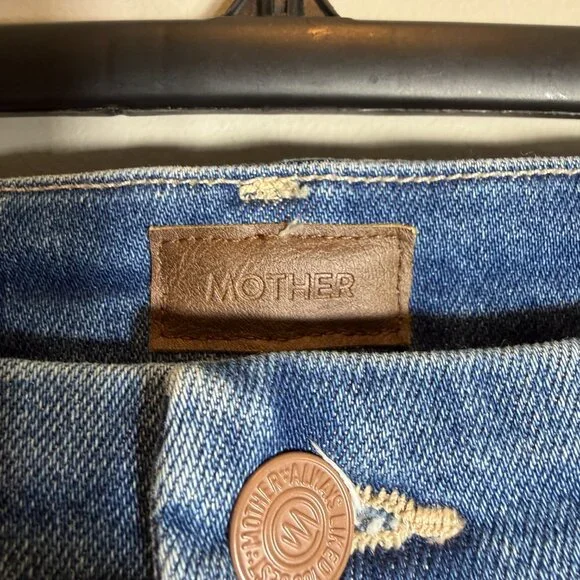 Mother The Roller Fray Wide Leg Denim Jeans Women's 32 Work Hard Play Hard NWT